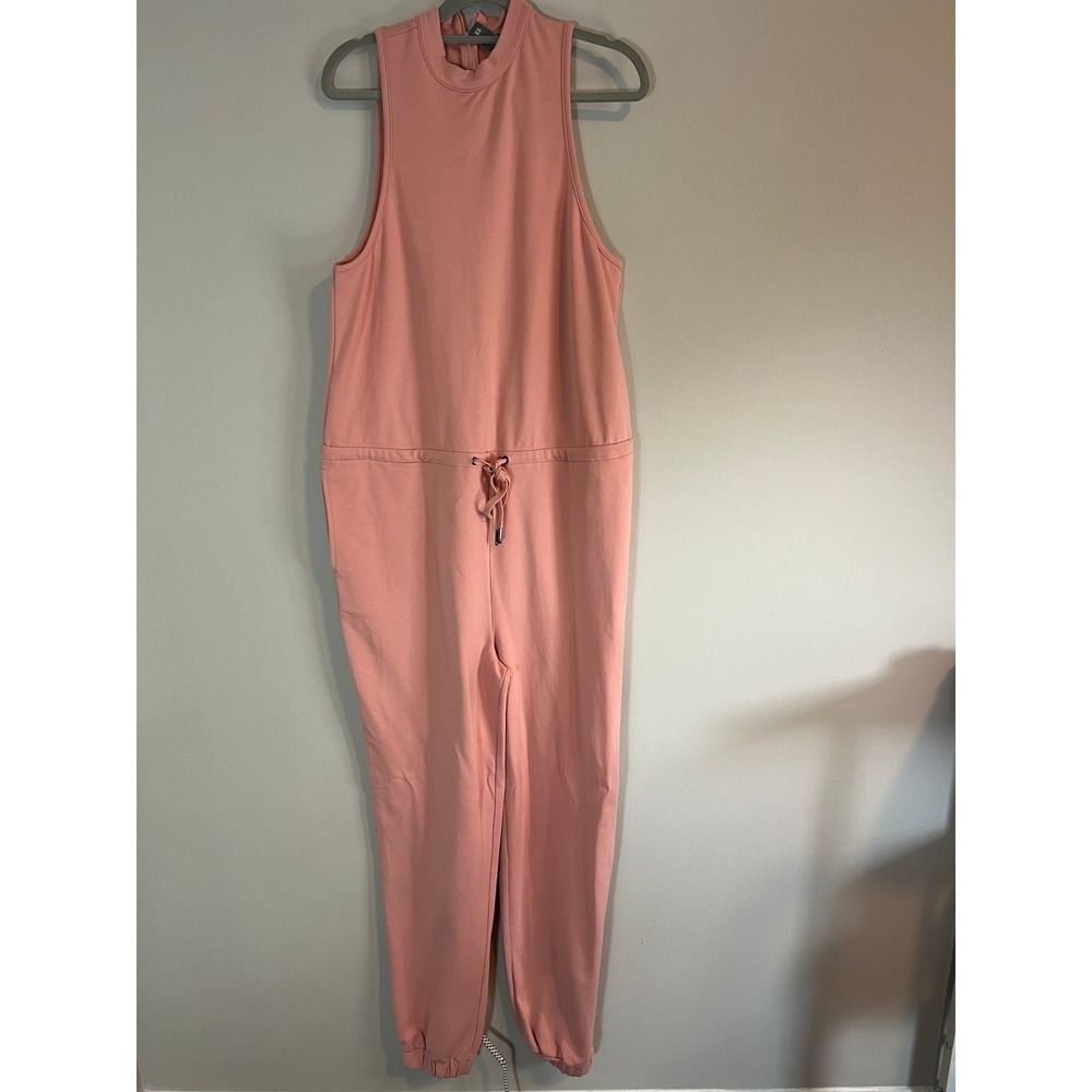 Sweaty Betty Pink Mock Neck Sleeveless Jogger Jumpsuit Drawstring Waist Small